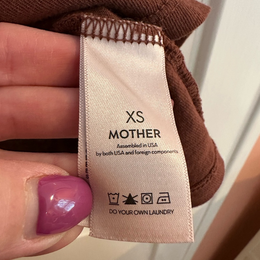 MOTHER “I’m Just Glad” The lil Goodie Goodie soft brown tee NWT XS - Picture 8 of 11